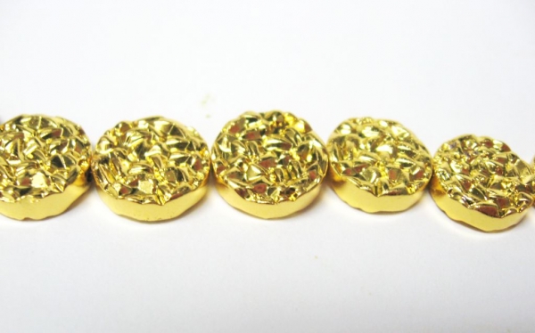 12 mm Hämatit Münze 5 Stück vergoldet zur Schmuckherstellung, Armband, Ketten